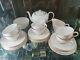 21 Piece Tuscan Tea Set With Teapot, Baby Pink And Gold Trim, Perfect