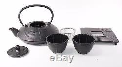 24 fl oz Black Dragonfly Japanese Cast Iron Teapot Tetsubin Infuser Tea Set