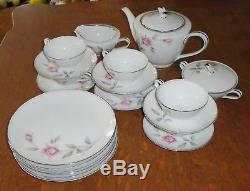 24pc Noritake China 6044 Rosemarie Luncheon Coffee Tea Set w Pot, Cups, Plates +