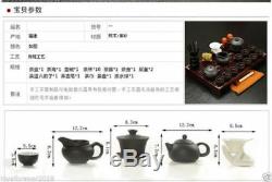 26pcs yixing zisha tea set in chinese solid wood tea table pot of tea cup teapet