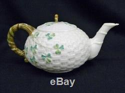 27 Pc. Vintage BELLEEK Pottery (Ireland) Shamrock Tea Set Teapot Plates