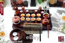 29pcs Chinese Yixing kongfu tea set red tea pot tea cup solid wood tea tray gift