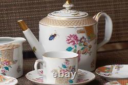 2 Mottahedeh Lowestoft Rose Teapots-1 Creamer-i Cup-7 Saucers-hand Painted