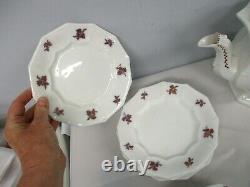 32 Pcs Antique Chelsea Grape Luster Ironstone Teapot Dessert Set For 6