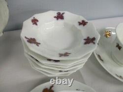 32 Pcs Antique Chelsea Grape Luster Ironstone Teapot Dessert Set For 6