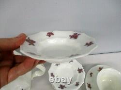 32 Pcs Antique Chelsea Grape Luster Ironstone Teapot Dessert Set For 6