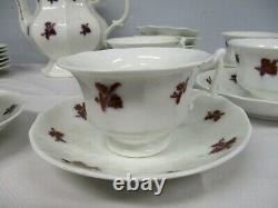 32 Pcs Antique Chelsea Grape Luster Ironstone Teapot Dessert Set For 6