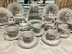 33pc Vintage Currier Ives Avon Award Tea Party Set Cake Plates Cups Tea Pot More