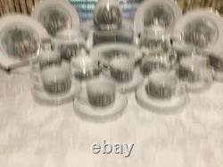 33pc Vintage Currier Ives Avon Award Tea Party Set Cake Plates Cups Tea Pot More