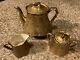 3 Pcs Antique 22 Karat Gold Tea Set Bel Terr Teapot Sugar Bowl Creamer Victorian
