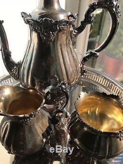 3 Piece Baroque by Wallace Silverplate & 12 Tea Pot Set Great Condition