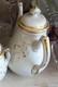3 Piece Tea Pot Set Charles Field Haviland Limoges Porcelain White & Gold Ring