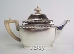 3 Piece Tea Set Service Teapot Jug Sugar Box Art Deco Bauhaus Silver 900 c1932
