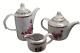 3 Piece Tea Set-tea Pot, Creamer, & Coffee Pot Pink Roses
