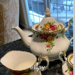 3 Piece Vintage Teapot Set Antique Floral English Tea Service Coffee Roses China