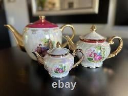 3 Vintage Thun Karlovarsky Porcelain Tea Pot Set