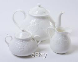 3-pc Set Wedgwood Strawberry & Vine White Bone China Teapot w. Creamer & Sugar