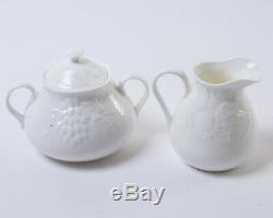 3-pc Set Wedgwood Strawberry & Vine White Bone China Teapot w. Creamer & Sugar