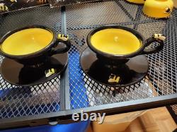 3 piece bumble bee sugar & tea tea pot, two tea cups and saucers, tw