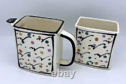 3pc Dorothy Hafner Tiffany & Co 1981 Confetti Teapot, Sugar, Creamer Hand Signed