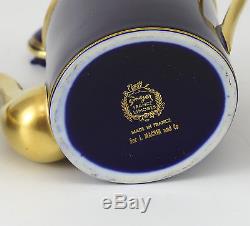 3pc Limoges France Singer Cobalt Blue Gilt Tea Set. Teapot, creamer & sugar Bowl