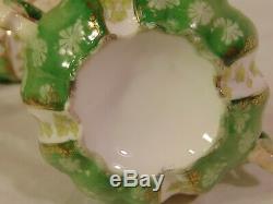 3pc Tea Set German RS PRUSSIA Mold 505 Purple Green Teapot Cream Sugar Flowers