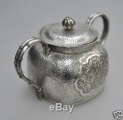 433 Grs ANTIQUE CHINESE CHINA EXPORT SOLID SILVER TEA SET POT BOWL CREAMER 1880