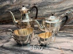 4 pc Antique Martin Hall & Co silver plated Embossed Coffee And Tea Pot set