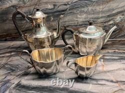 4 pc Antique Martin Hall & Co silver plated Embossed Coffee And Tea Pot set
