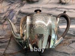 4 pc Antique Martin Hall & Co silver plated Embossed Coffee And Tea Pot set