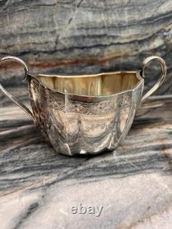 4 pc Antique Martin Hall & Co silver plated Embossed Coffee And Tea Pot set