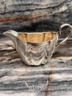 4 pc Antique Martin Hall & Co silver plated Embossed Coffee And Tea Pot set