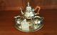 4pc Stieff Williamsburg Colonial Pewter Tea Set Tray Coffee Pot Sugar & Creamer
