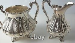 4pc set Silverplate Victorian Tea service teapots coffee pots sugar waste cream