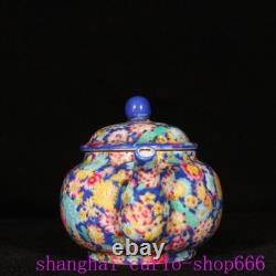 5China Qing Dynasty Qianlong pastel porcelain flowers grain Tea set Teapot pot