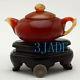 5 3/4 Hand Carved Red Agate / Carnelian Teapot / Tea Pot Carving