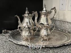 (5) Baroque by Wallace Silverplate Coffee Tea Set Pot Tray 281 282 283 284 294