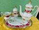 5 Piece Cabbage Rose Tea Set Teapot Creamer Sugar Spoon Platter Excellent China