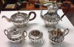 5 Piece Set Community Plate Old English Melon 2 Teapots/Coffeepots Creamer Sugar