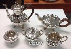 5 Piece Set Community Plate Old English Melon 2 Teapots/Coffeepots Creamer Sugar