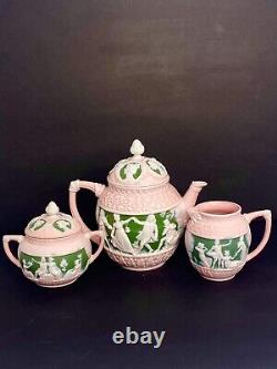 5 Piece Tea Set Victorian Dancers Antique Porcelain Schafer & Vater Rare