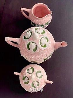 5 Piece Tea Set Victorian Dancers Antique Porcelain Schafer & Vater Rare