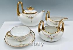 5 Pieces matching Pickard Fine China Tea Pot, Cup & Saucer, Creamer & Sugar
