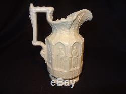 5 pc Antique English Gothic StonewareTea Set Teapot Sugar Creamer Charles Meigh