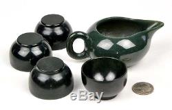 5pcs Natural Nephrite jade Tea Set Fair Mug Carved Cups