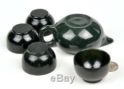 5pcs Natural Nephrite jade Tea Set Fair Mug Carved Cups