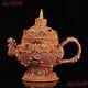 6.8old Chinese Ancient Filigree Inlay Gem Tea Set Tea Makers Tea Pot Statue