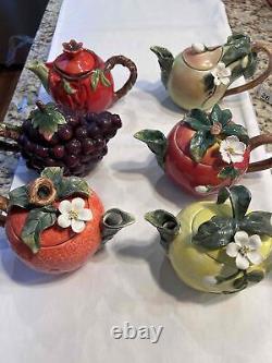 6 Different Makers Floral Fruit Shaped Decorative Teapots