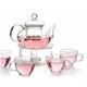 6-piece Glass Tea Pot Set With 4 Cups Teapot Warmer And Infuser