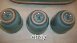 6 Piece Tea Set from Siam Celadon Wood Ash Glaze, Tea Pot, Lid, Tray, 3 Cups